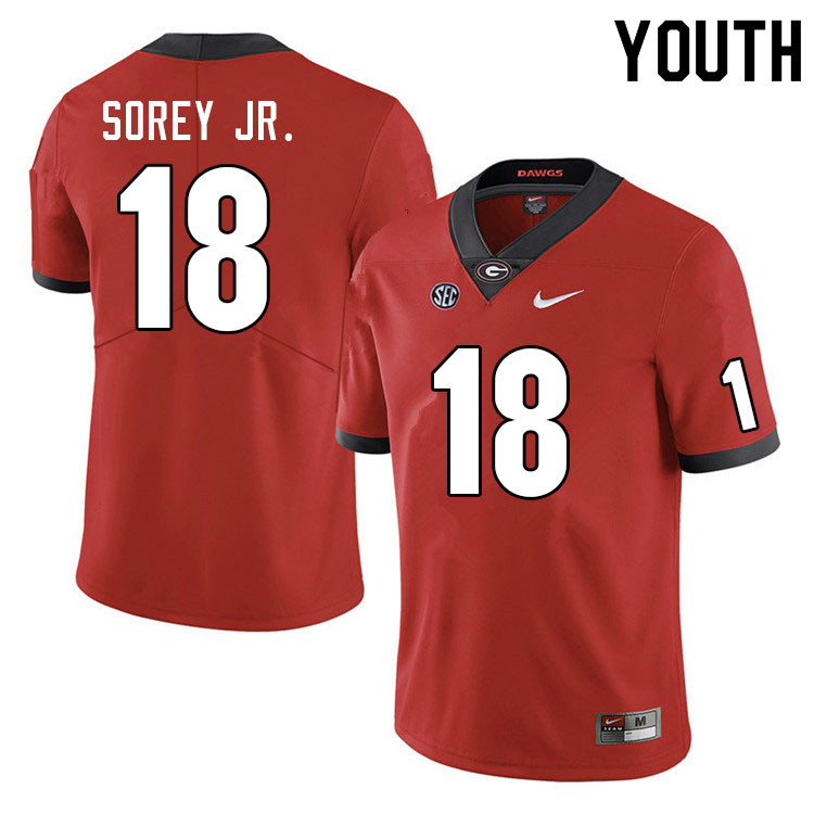 Youth #18 Xavian Sorey Jr. Georgia Bulldogs College Football Jerseys Sale-Red - Click Image to Close
